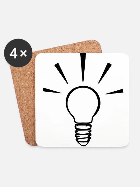 Glühbirne Idee 1farbig - Untersetzer (4er-Set) - Weiß