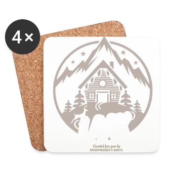 Apres Ski T Shirt Design Laax Schweiz Skigebiet - Untersetzer (4er-Set) - Weiß - Vorne