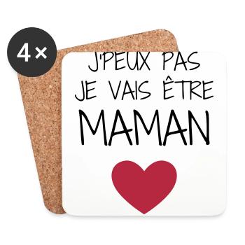Maman / Fête des Mère / Enfant / Mere / Bébé - Dessous de verre (lot de 4) - blanc - Devant