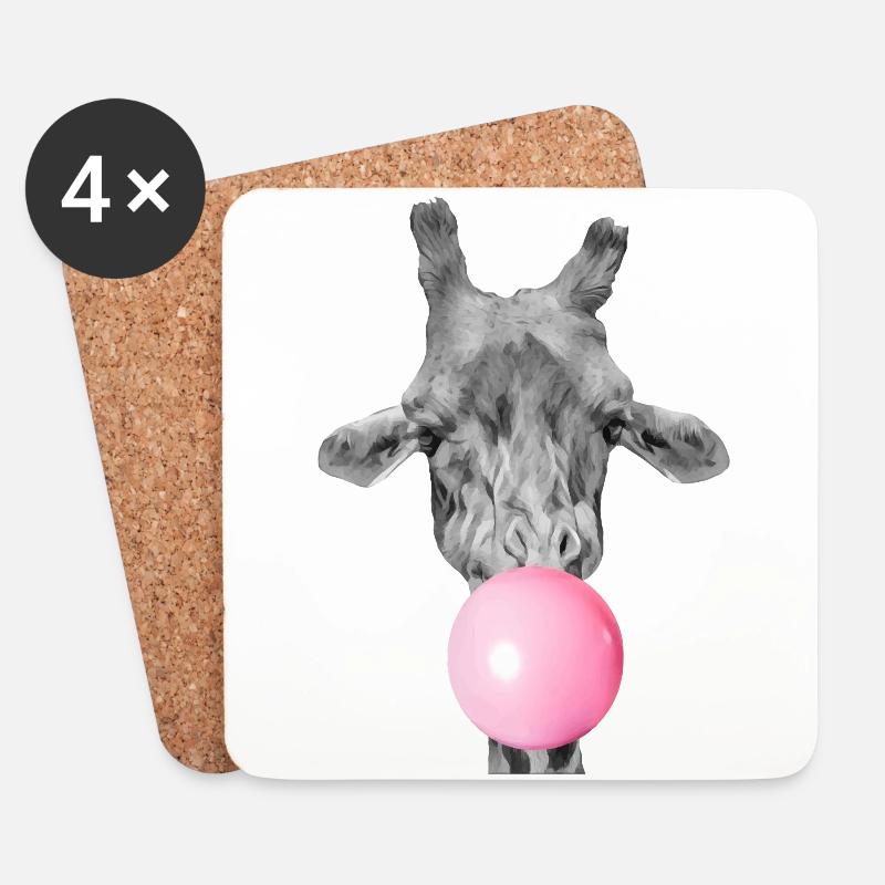 Giraffe bubblegum - Coasters (set of 4) - white