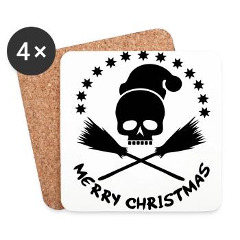 Christmas / Weihnacht / Skull / Nikolaus - Untersetzer (4er-Set) - Weiß - Vorne
