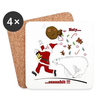 Père Noël - Dessous de verre (lot de 4) - blanc - Devant