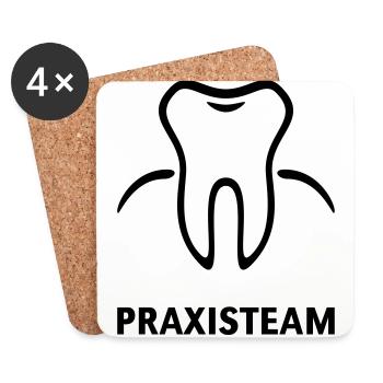 Praxisteam (Zahnarzt / Zahnarztpraxis) - Untersetzer (4er-Set) - Weiß - Vorne