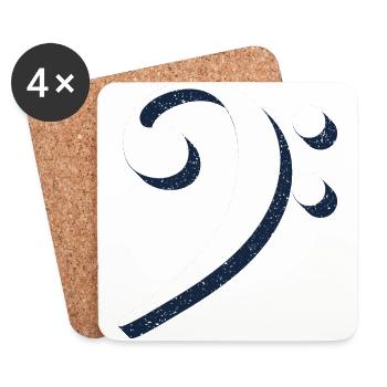 Bass clef with space stars universe - Coasters (set of 4) - white - Front