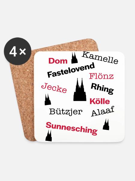 Kölsche Sprache - Untersetzer (4er-Set) - Weiß
