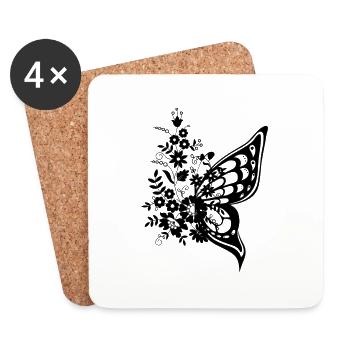 Butterfly flower gift - Coasters (set of 4) - white - Front
