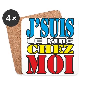 Woezoo - Je suis le King chez moi - Dessous de verre (lot de 4) - blanc - Devant