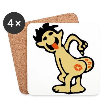 😘💋Kiss My Ass-Funny Comic Insult😂 - Dessous de verre (lot de 4) - blanc - Devant