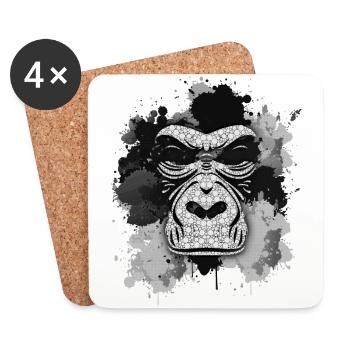 Gorilla - Untersetzer (4er-Set) - Weiß - Vorne