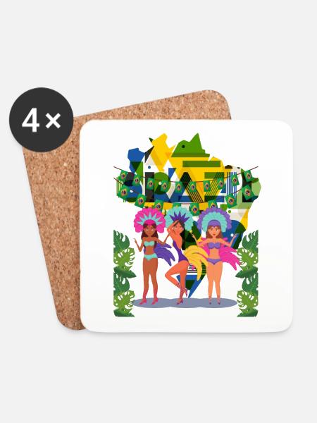 Brasilien Karneval Rio de Janeiro - Untersetzer (4er-Set) - Weiß