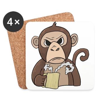 Mürrischer kleiner Affe mit Kaffee Morgenmuffel - Untersetzer (4er-Set) - Weiß - Vorne