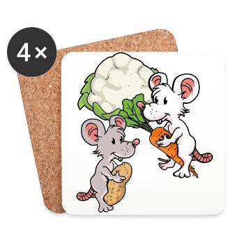 Organic Eco Mice Vegetables Rodents Hunger Mouse - Coasters (set of 4) - white - Front