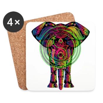 Yin Yang Elephant - Untersetzer (4er-Set) - Weiß - Vorne