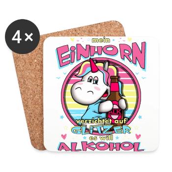 Mein Einhorn verzichtet auf Glitzer - Untersetzer (4er-Set) - Weiß - Vorne