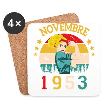 Anniversary Retro Gift November 1953 Vintage - Coasters (set of 4) - white - Front