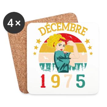 Anniversaire Cadeau Rétro Décembre 1975 Millésime - Dessous de verre (lot de 4) - blanc - Devant