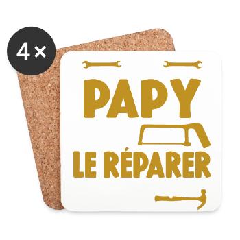 Si Papy Ne Peut Pas Le Réparer Personne Ne Peut - Dessous de verre (lot de 4) - blanc - Devant