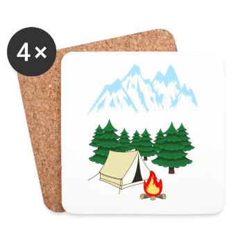 Mountain Mountaineer Expedition Adventure Camping - Coasters (set of 4) - white - Front