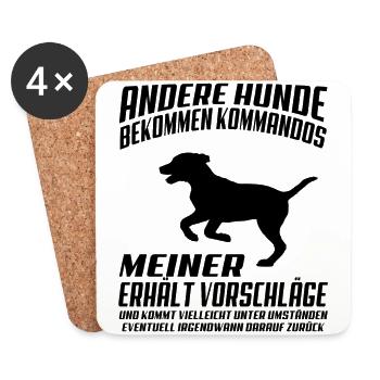 Andere Hunde bekommen Kommandos - Untersetzer (4er-Set) - Weiß - Vorne