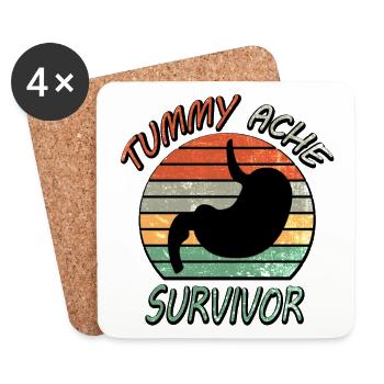 Tummy Ache Survivor Vintage Retro Sunset ✅⭐⭐⭐⭐⭐✅ - Untersetzer (4er-Set) - Weiß - Vorne