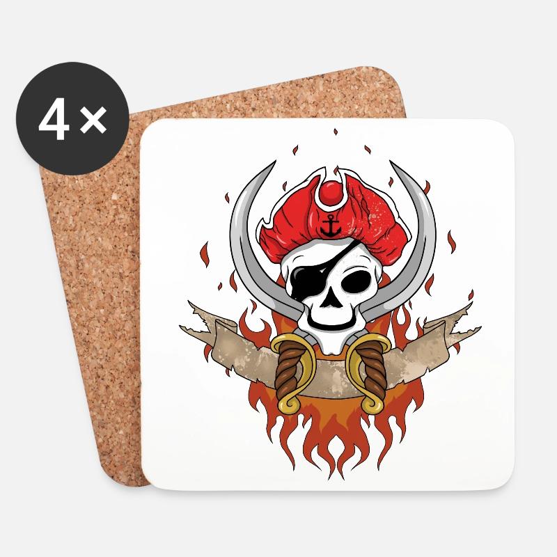 Pirate Skull - Untersetzer (4er-Set) - Weiß