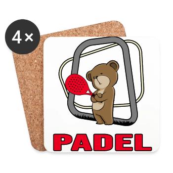 Padel Padeltennis Padel-Bärchen Pagaie - Dessous de verre (lot de 4) - blanc - Devant