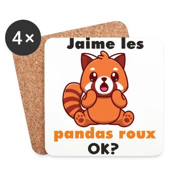 J’aime Les Pandas Roux Ok? Panda Roux Mignon - Dessous de verre (lot de 4) - blanc - Devant