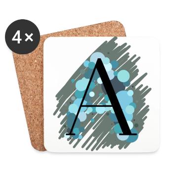 Buchstabe A - türkis - Untersetzer (4er-Set) - Weiß - Vorne
