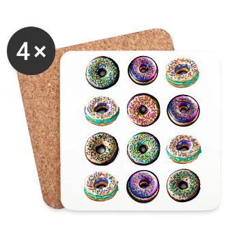 Donuts zwölf bunte bunt - Untersetzer (4er-Set) - Weiß - Vorne