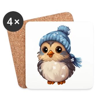 Oiseau d’hiver - Dessous de verre (lot de 4) - blanc - Devant