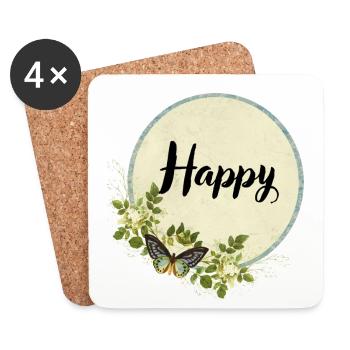 Papillon heureux - Dessous de verre (lot de 4) - blanc - Devant