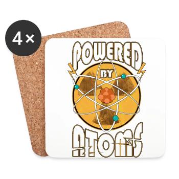 Powered by Atoms Funny Sayings Physics Gift - Coasters (set of 4) - white - Front