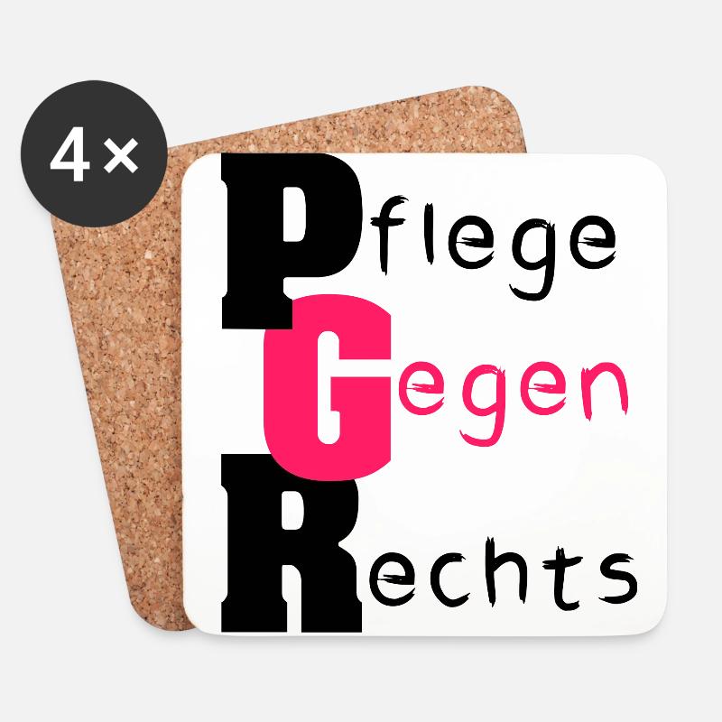Pflege Gegen Rechts - Untersetzer (4er-Set) - Weiß