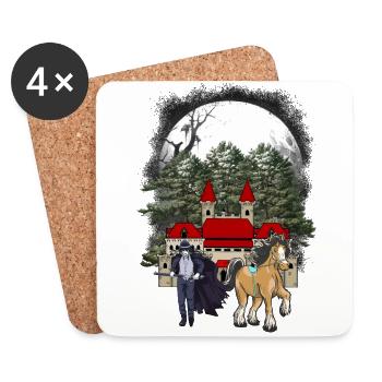 Märchen Fantasy Mittelalter Ritter Festung Schloss - Untersetzer (4er-Set) - Weiß - Vorne