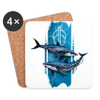 Graceful Giants : deux baleines nageant ensemble - Dessous de verre (lot de 4) - blanc - Devant