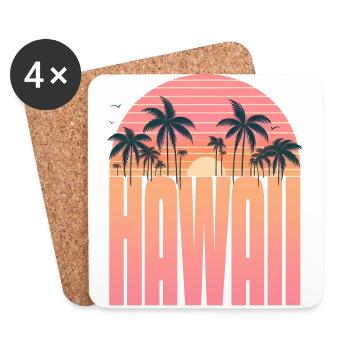 Sérénité au coucher du soleil tropical : l’ Aloha, Hawaï - Dessous de verre (lot de 4) - blanc - Devant