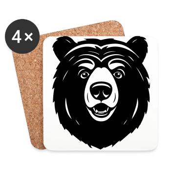 Bel ours curieux de la bande dessinée - Dessous de verre (lot de 4) - blanc - Devant
