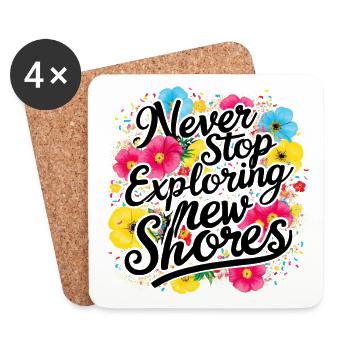 N’arrêtez jamais d’explorer le design des rivages - Dessous de verre (lot de 4) - blanc - Devant