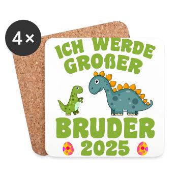 Ich Werde Großer Bruder 2025 - Untersetzer (4er-Set) - Weiß - Vorne