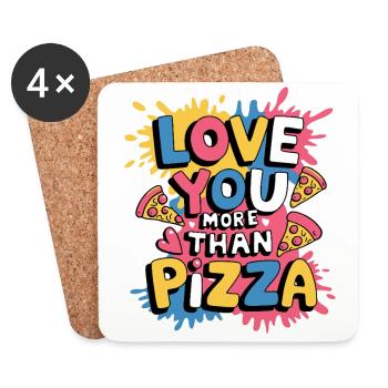 Je t'aime plus que la pizza 2025,valentine's day - Dessous de verre (lot de 4) - blanc - Devant