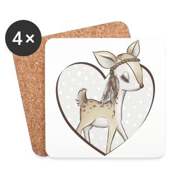 Deer Deer - Coasters (set of 4) - white - Front