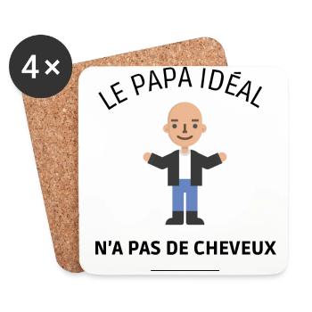 LE PAPA IDÉAL N'A PAS DE CHEVEUX - Dessous de verre (lot de 4) - blanc - Devant