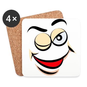 Cartoon face comic cartoon humor smile - Coasters (set of 4) - white - Front