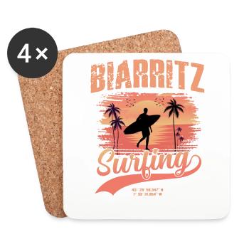 Surfen für Surfer Vintage Biarritz Geschenkidee - Untersetzer (4er-Set) - Weiß - Vorne