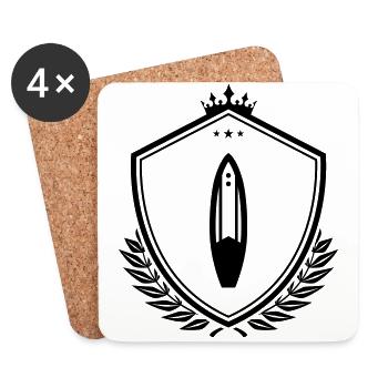 Surfboard coat of arms - Coasters (set of 4) - white - Front