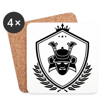 Samurai Helm wappen - Untersetzer (4er-Set) - Weiß - Vorne