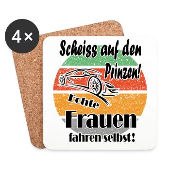 Frauen Auto fahren Autofahrerinnen - Untersetzer (4er-Set) - Weiß - Vorne