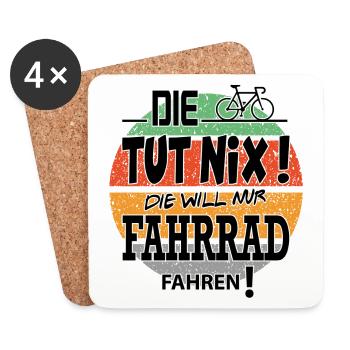 Fahrradfahrerin E Bike Die Tut Nix - Untersetzer (4er-Set) - Weiß - Vorne