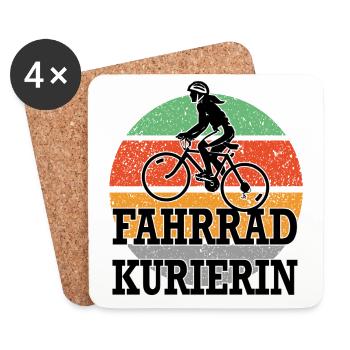 Fahrradfahrerin Fahrradkurierin - Untersetzer (4er-Set) - Weiß - Vorne