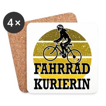 Fahrradfahrerin Fahrradkurierin - Untersetzer (4er-Set) - Weiß - Vorne